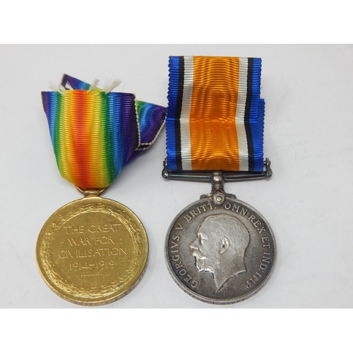 25 - WWI Pair of Medals Awarded & Edge Named to: 29094 PTE. G. I. HICKS. HAMPSHIRE REGIMENT