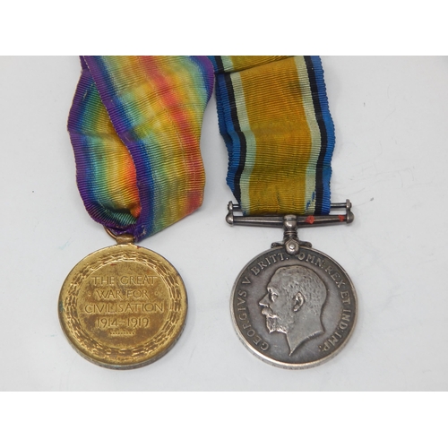 27 - WWI Pair of Medals Awarded & Edge Named to: 17745 PTE. W. DAWKINS. WELSH REGIMENT