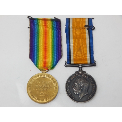 29 - WWI Pair of Medals Awarded & Edge Named to: 46779 PTE. W. H. WELLS. QUEENS REGIMENT