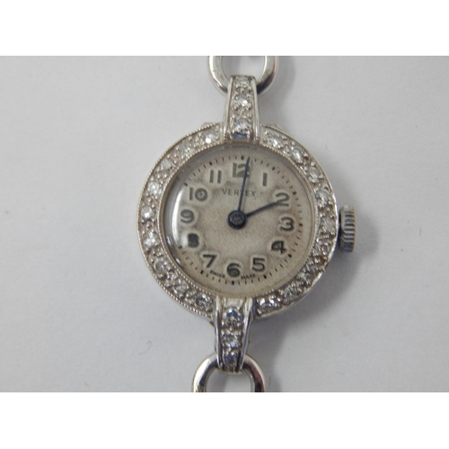 241 - 18ct White Gold Vertex Wristwatch with Diamond Bezel on 9ct White Gold Strap with Extra Gold Links: ... 