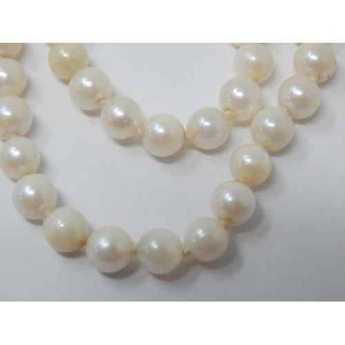 244 - 9ct Gold Clasped String of Individually Knotted Pearls: Length 44cm