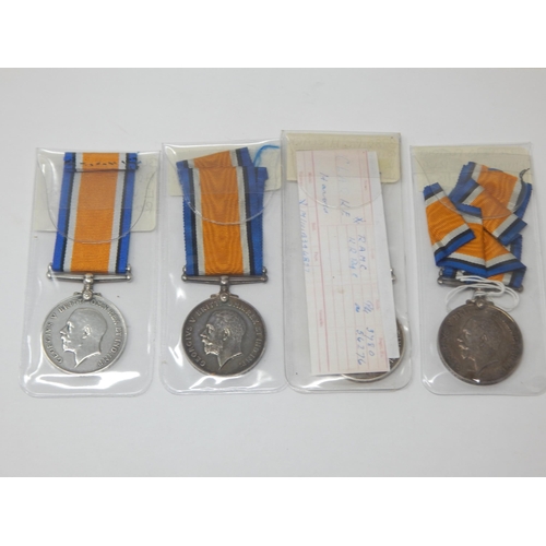 35 - WWI War Medals: 2776. W. FLETCHER. HAMPSHIRE REGIMENT. (KILLED IN ACTION 24/07/15), 3780. PTE. H. CL... 