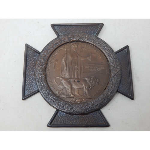 65 - WWI Death Plaque Awarded & Named to: FREDERICK WALTER GREENWOOD