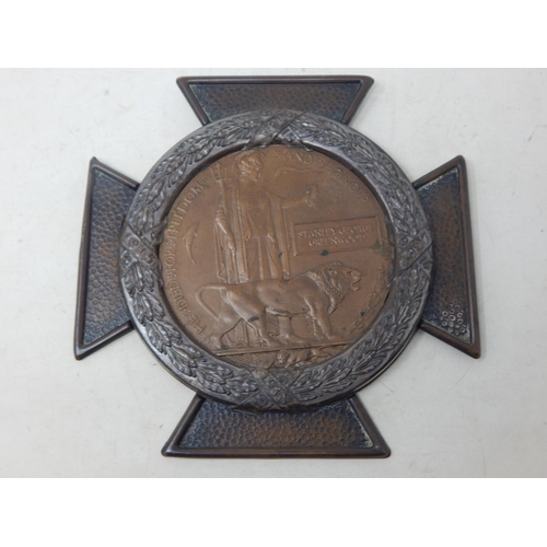 68 - WWI Death Plaque Awarded & Named to: STANLEY GEORGE GREENWOOD