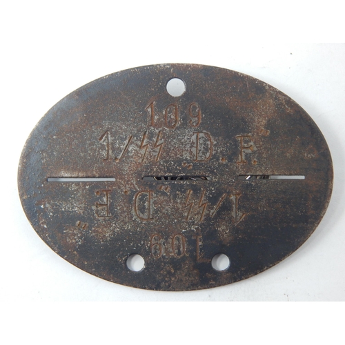 325 - WWII German WAFFEN SS Identity Disc. 109.1./SS.D.F