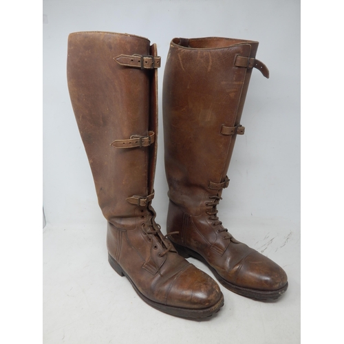 71 - WWI: A Pair of Brown Leather Officers Boots: Size 8