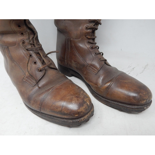 71 - WWI: A Pair of Brown Leather Officers Boots: Size 8