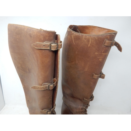 71 - WWI: A Pair of Brown Leather Officers Boots: Size 8