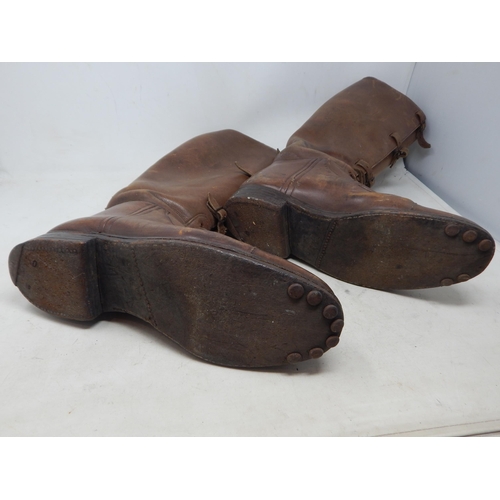 71 - WWI: A Pair of Brown Leather Officers Boots: Size 8