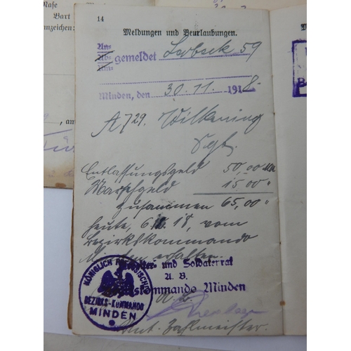 300 - WWI German Dog Tag & Papers: August Rupsch. Wasbeck. Neumunster 26.7.80 No: 1804 2.ERS. BATL. E.R.73... 