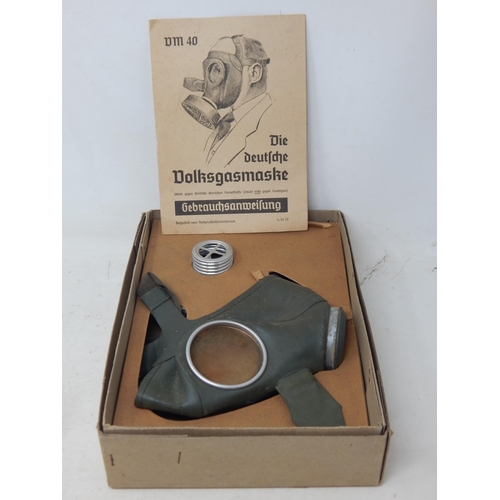 330 - WWII German Gas Mask with Instructions in original fitted box