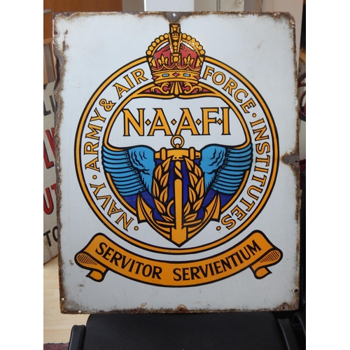 72 - WWII N.A.A.F.I Enamel Sign: Measuring 76cm 60cm