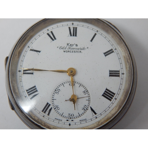 118 - Gentleman's Silver Pocket Watch: Hallmarked Birmingham 1929, Kay's, Worcester.