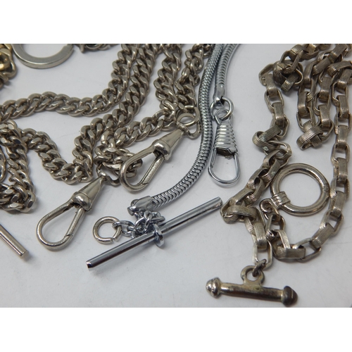 128 - A Quantity of White Metal Albert Chains