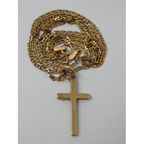 9ct Gold Cross on 9ct Gold Chain (54cm): Weight 4.42g