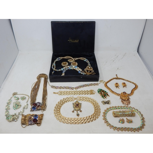A Collection of Vintage Jewellery Sets Including an Enamelled Suite Comprising Necklace & Bracelet & a Boxed Suite in Harrod's Box (lot)