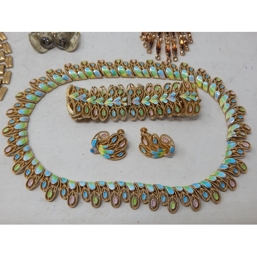 246 - A Collection of Vintage Jewellery Sets Including an Enamelled Suite Comprising Necklace & Bracelet &... 