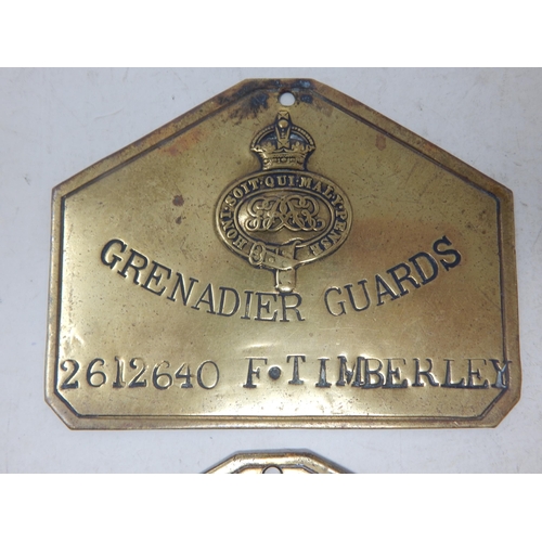 74 - Named Military Brass Locker/Bed Plates: Welsh Guards, Coldstream Guards & Grenadier Guards (4).