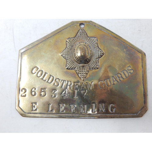 74 - Named Military Brass Locker/Bed Plates: Welsh Guards, Coldstream Guards & Grenadier Guards (4).