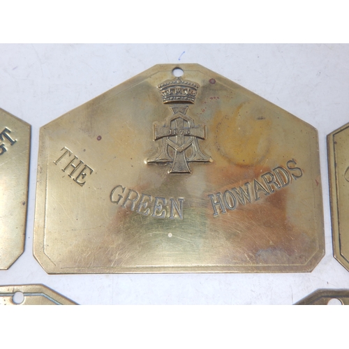 75 - Military Brass Locker/Bed Plates: Northumberland Fusiliers, Sherwood Foresters, Grenadier Guards, Th... 