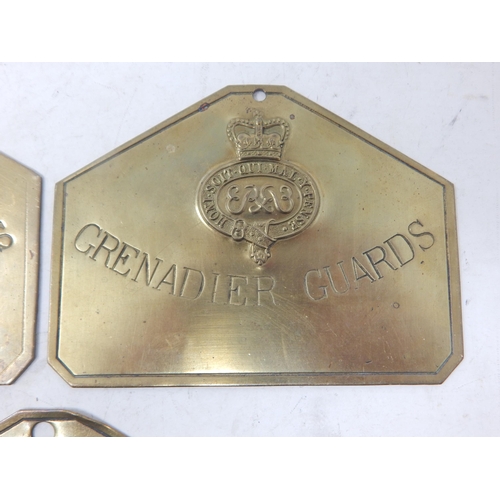 75 - Military Brass Locker/Bed Plates: Northumberland Fusiliers, Sherwood Foresters, Grenadier Guards, Th... 