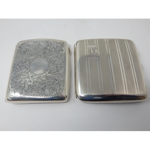 2 x Silver Cigarette Cases: Hallmarked Chester 1922/1934: Weight 166g