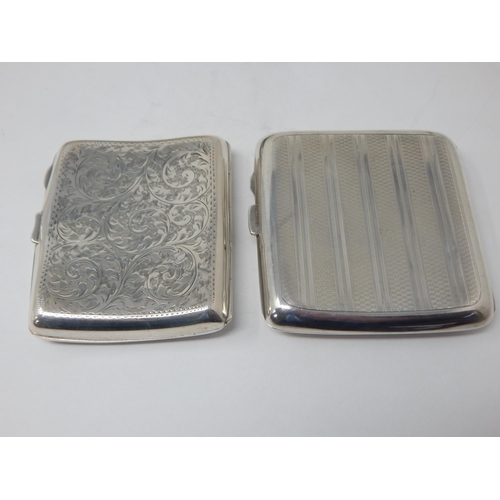 133 - 2 x Silver Cigarette Cases: Hallmarked Chester 1922/1934: Weight 166g