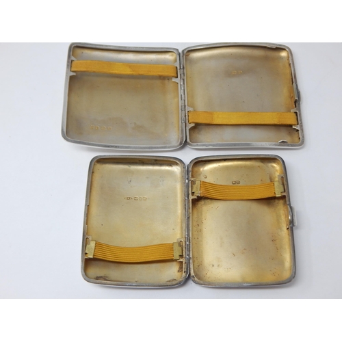 134 - 2 x Silver Cigarette Cases: Hallmarked Birmingham 1894/1921: Weight 168g