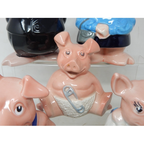 332 - A Set of 5 Nat West Piggy Banks by Wade with stoppers.