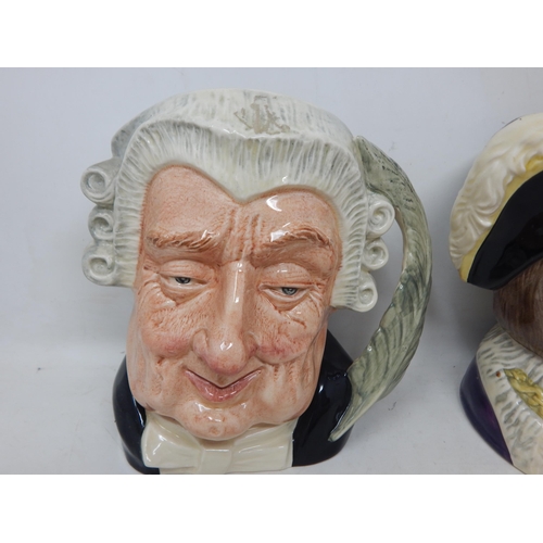 339 - 6 x Large Royal Doulton Character Jugs: Mark Twain, Robinson Crusoe, Old King Cole, Dick Whittington... 