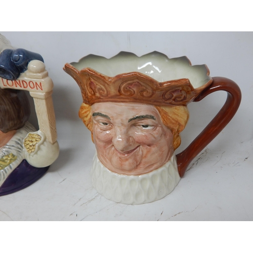 339 - 6 x Large Royal Doulton Character Jugs: Mark Twain, Robinson Crusoe, Old King Cole, Dick Whittington... 