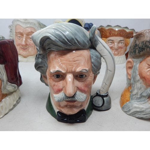 339 - 6 x Large Royal Doulton Character Jugs: Mark Twain, Robinson Crusoe, Old King Cole, Dick Whittington... 