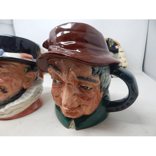 340 - 6 x Large Royal Doulton Character Jugs: The Trapper, General Eisenhower, Lord Nelson, Uncle Tom Cobb... 