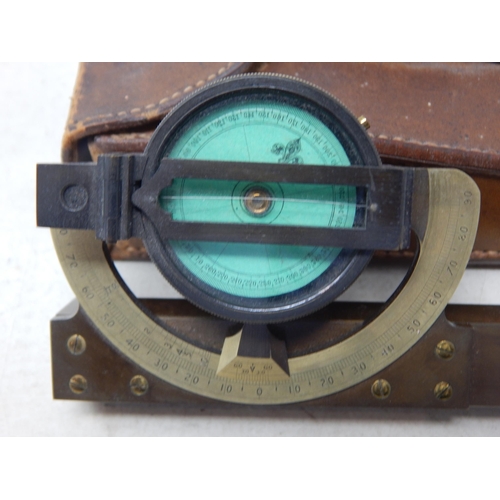 352 - WWI Gun Clinometer Made by Elliott Bros London in Original Tan Leather Case