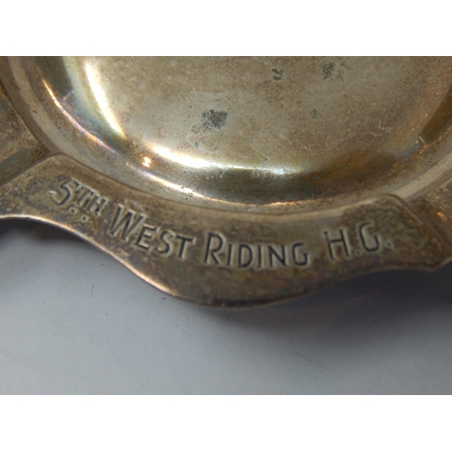 355 - WWII Home Guard Hallmarked Silver Ashtrays: 5th West Riding & 51st Surrey / Malden: Weight 114g