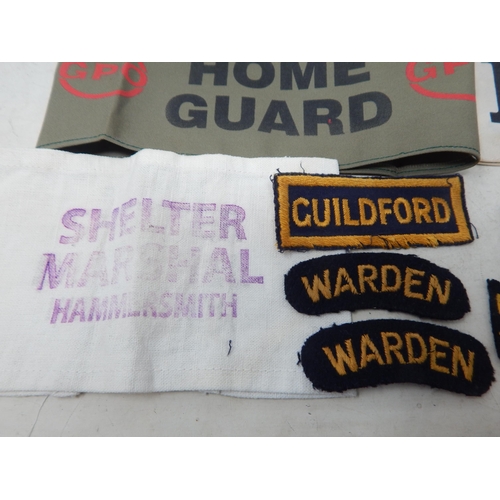 366 - A Quantity of WWII Home Guard Cloth Badges & Armbands