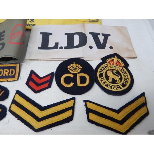 366 - A Quantity of WWII Home Guard Cloth Badges & Armbands