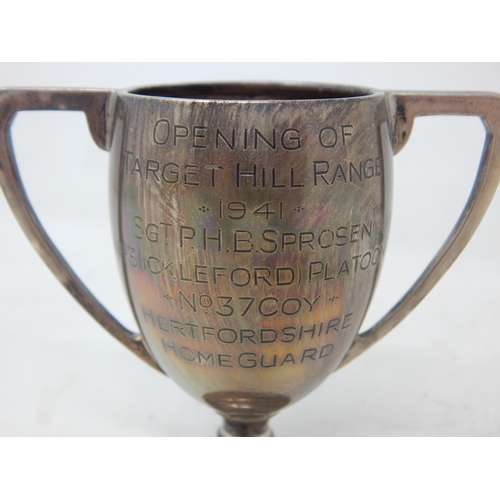 374 - WWII Hallmarked Silver trophy for The Opening of Target Hill Range 1941: Weight 76g