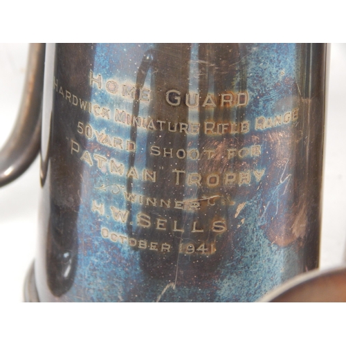 380 - WWII Home Guard: 5 x Silver Plated Presentation Tankards Including Stanmore, Blackpool, South Staffs... 