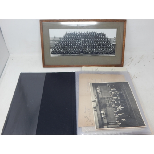 381 - WWII Framed Collection relating to Air Raid Warden Including 3 x Silver ARP Badges, Buttons & Door P... 