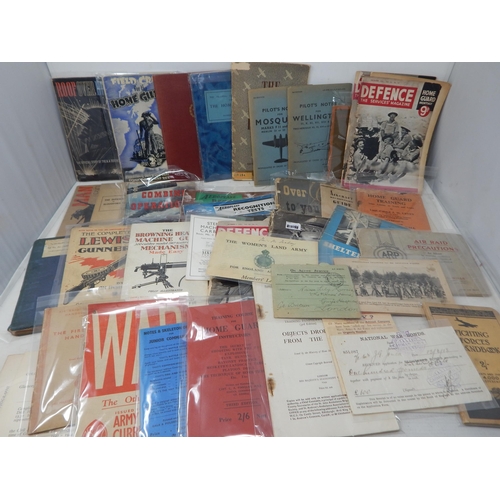 Large Quantity of WWII Training Manuals & Home Guard Related Ephemera