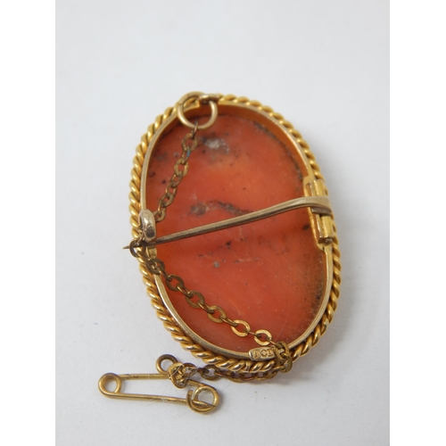 249 - 9ct Gold Coral Portrait Brooch