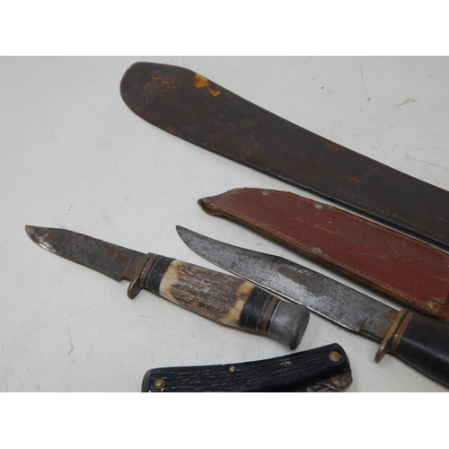 346 - A Quantity of Vintage Penknives & an Iron Crook