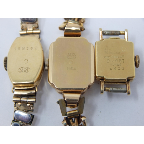 260 - 3 x 18ct Gold Watches including Piaget on Plated Straps: Gross weight 37.66g