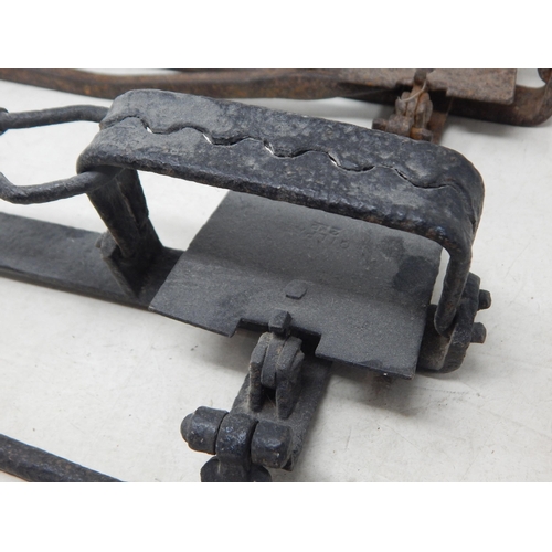 411 - 3 x Antique Cast Iron Traps