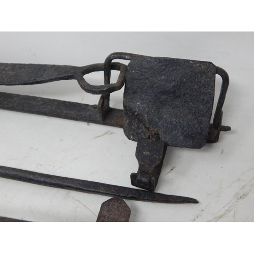 411 - 3 x Antique Cast Iron Traps