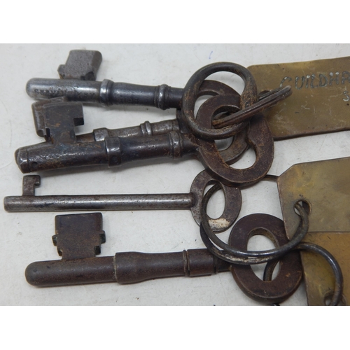 413 - 19th Century Keys with Brass Tags for Lower Cell Gates, Police Office Doncaster & Guildhall Side Doo... 