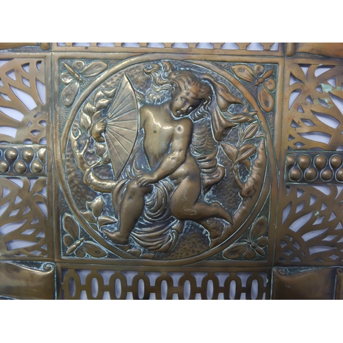 417 - A Pair of 19th Century Brass Panels Depicting Angels: Each Measuring 32cm x 25.5cm