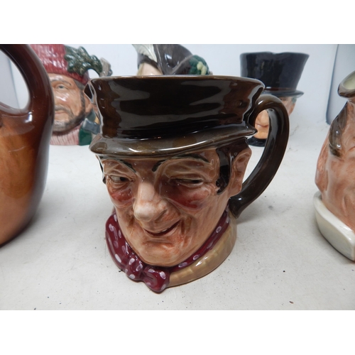 420 - 6 x Large Royal Doulton Character Jugs: Farmer John, Sam Weller, John Barleycorn Old Lad, John Peel,... 