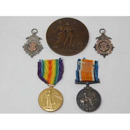 81 - WWI Pair of Medals Awarded & Edge Named to: DM2-209061. PTE. T. D. CAMPBELL. ARMY SERVICE CORPS Toge... 